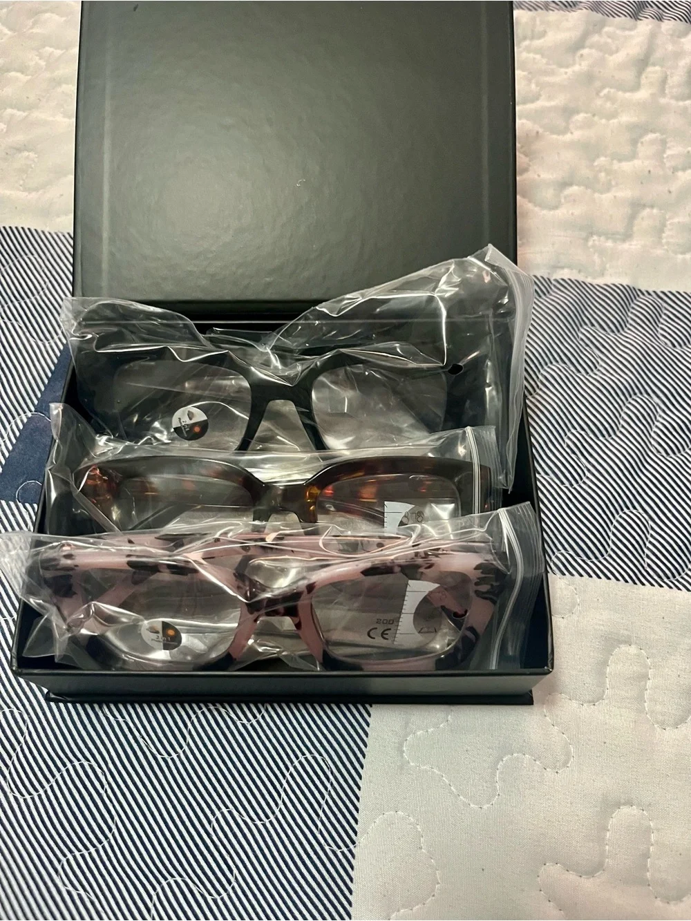 NWT Three-Pair Reading Glasses Set - Black, Tortoiseshell, Pink